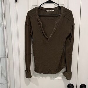We The Free Deep Olive Long Sleeve Top